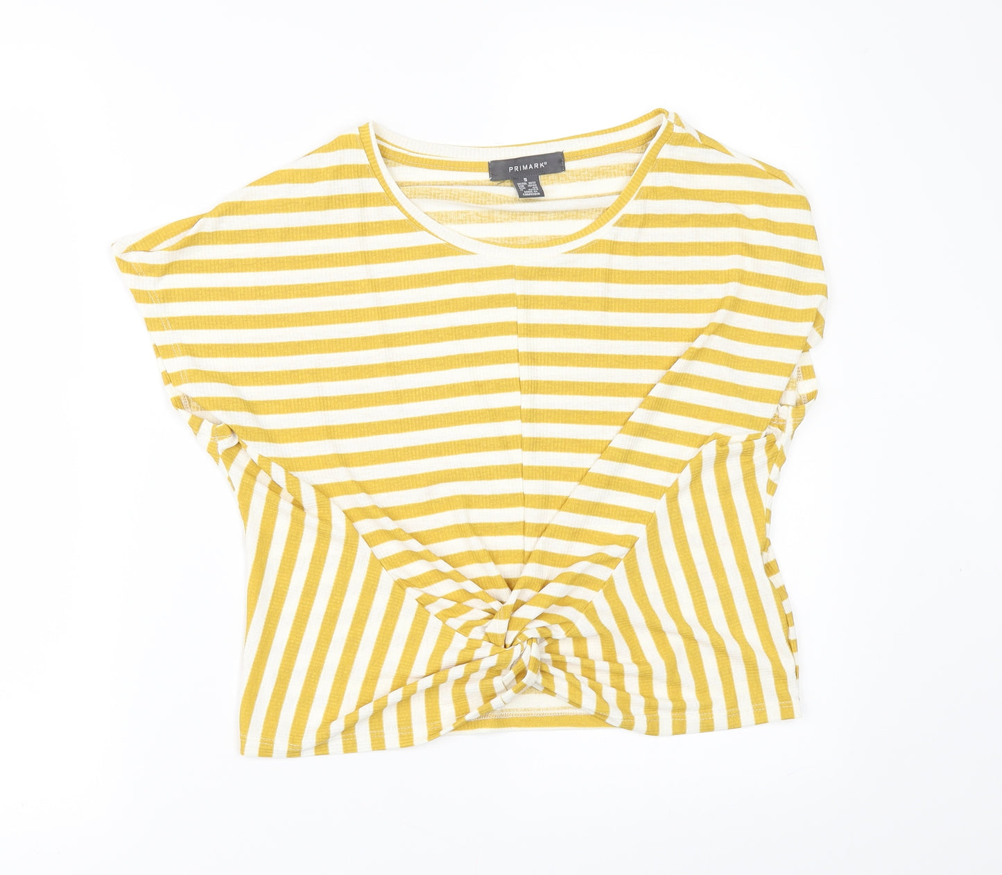 Primark Womens Yellow Striped  Basic T-Shirt Size S