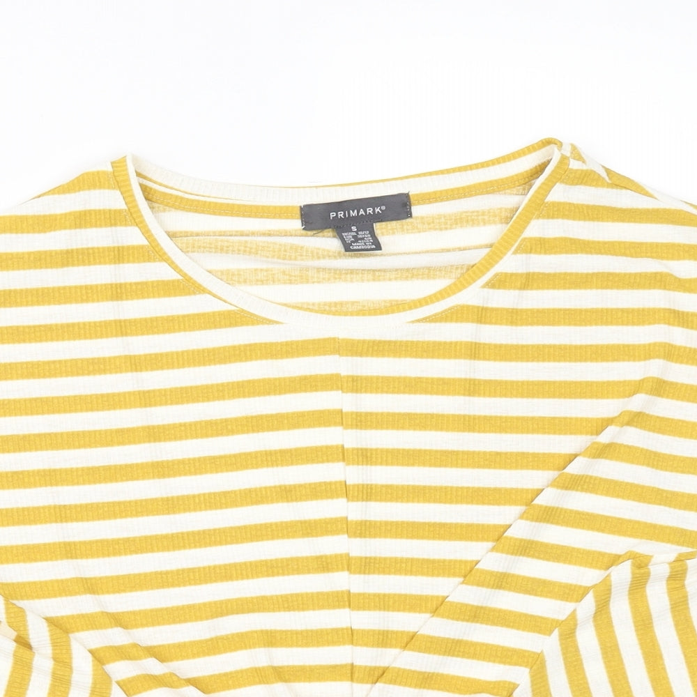 Primark Womens Yellow Striped  Basic T-Shirt Size S