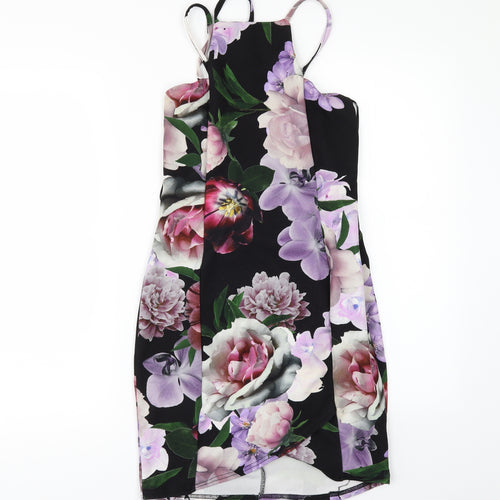 Select Womens Black Floral  Mini  Size 10