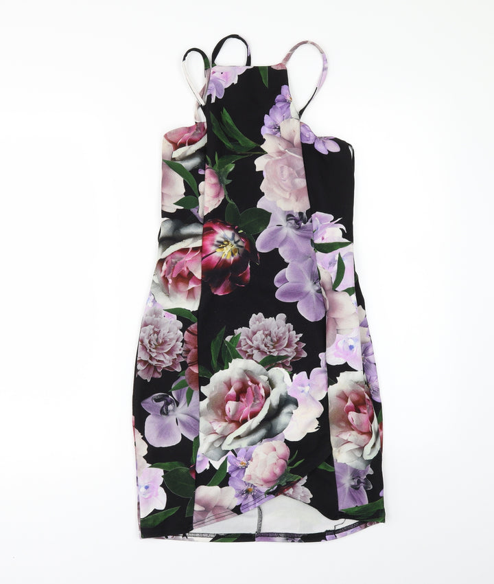 Select Womens Black Floral  Mini  Size 10