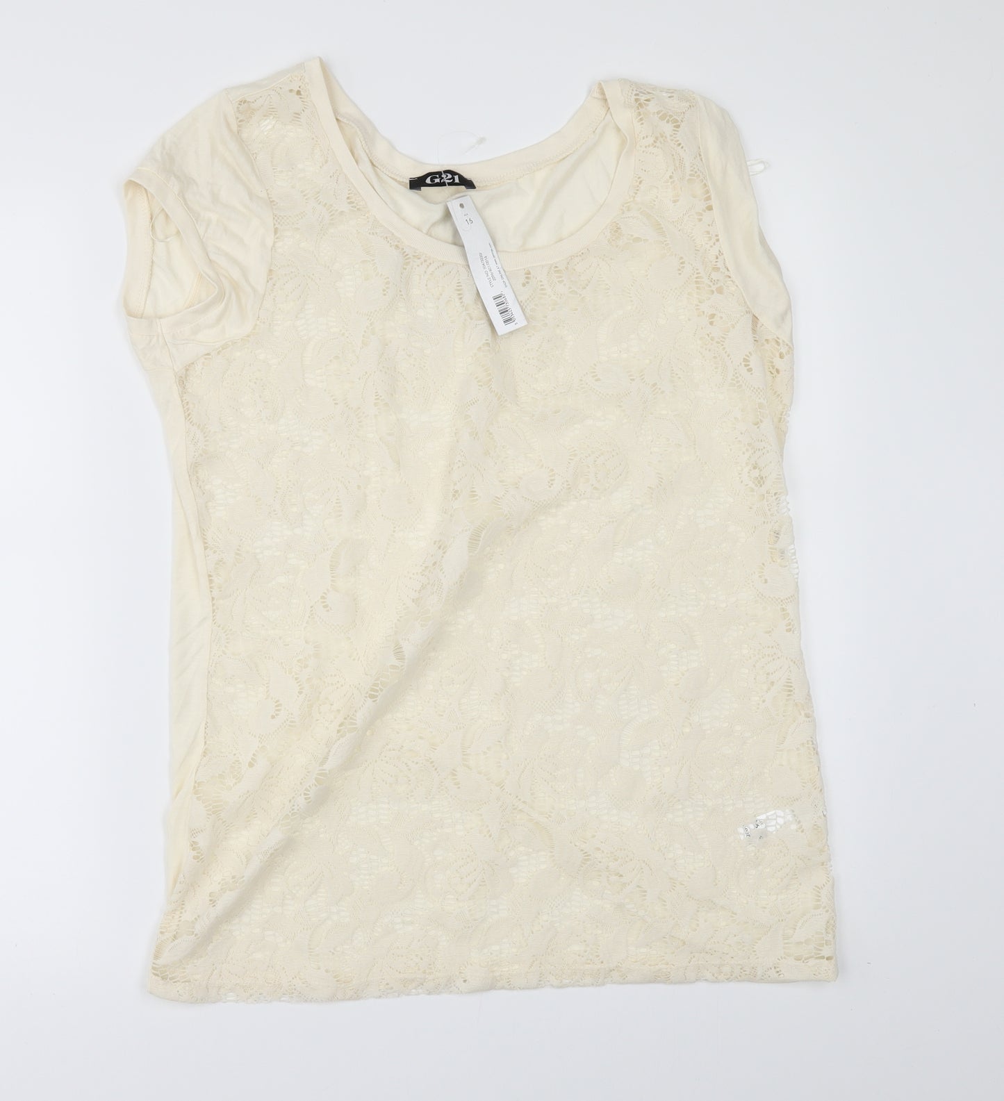 George Womens Ivory   Basic T-Shirt Size 16  -  lace front