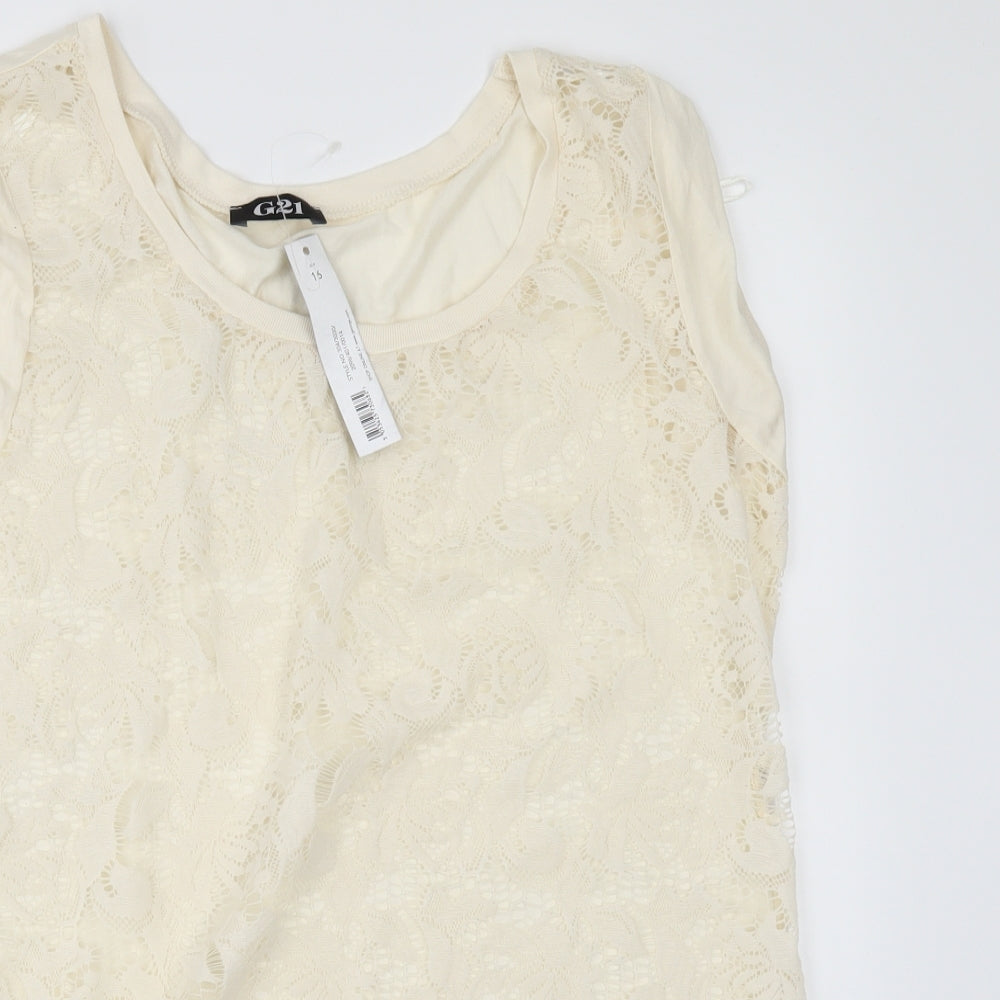 George Womens Ivory   Basic T-Shirt Size 16  -  lace front