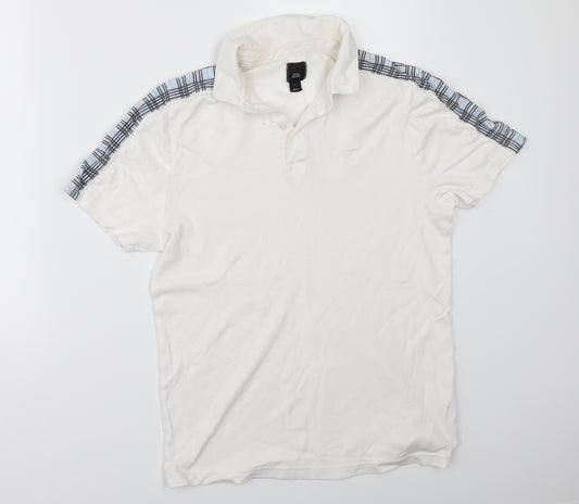 Front view of River Island men’s white polo, size S