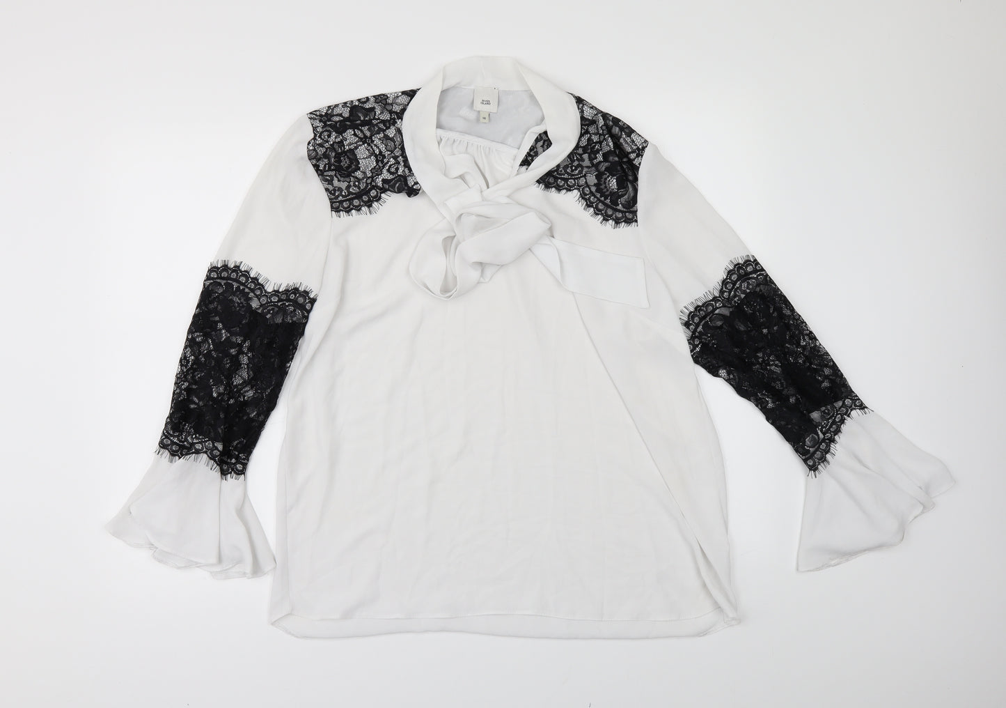 River Island Womens White   Tunic Blouse Size 16  - LACE DETAIL