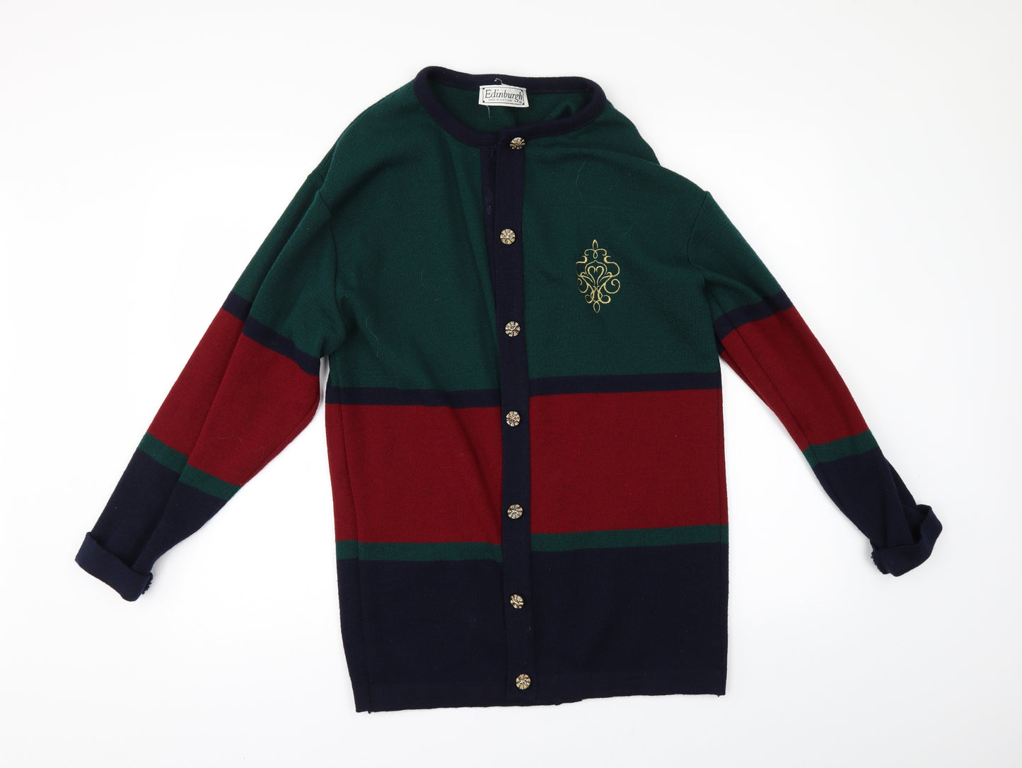 Edinburgh Womens Multicoloured Striped  Cardigan Jumper Size M