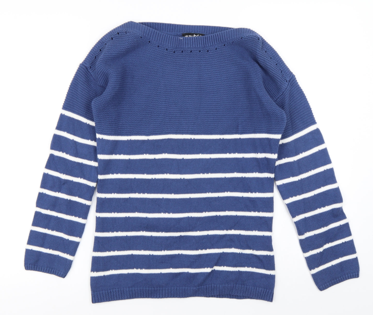 Marble Womens Blue Striped Knit Pullover Jumper Size XS