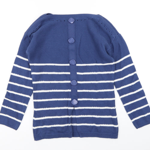 Marble Womens Blue Striped Knit Pullover Jumper Size XS