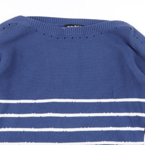 Marble Womens Blue Striped Knit Pullover Jumper Size XS