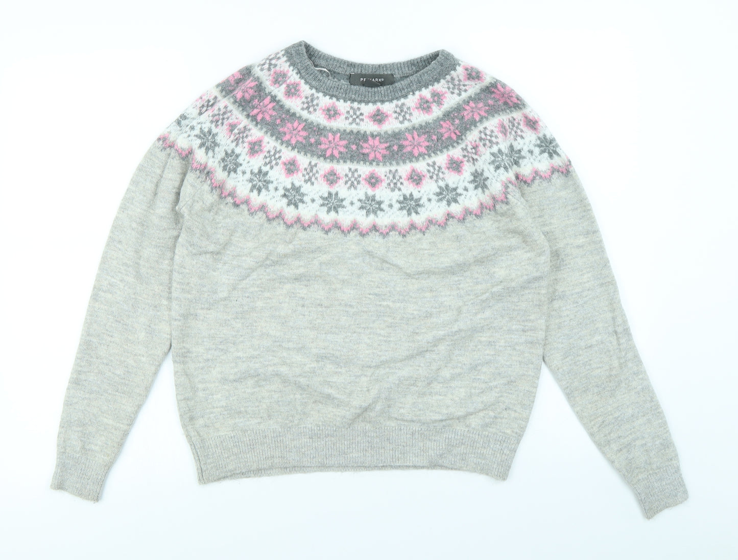 Primark Womens Grey Fair Isle  Pullover Jumper Size M