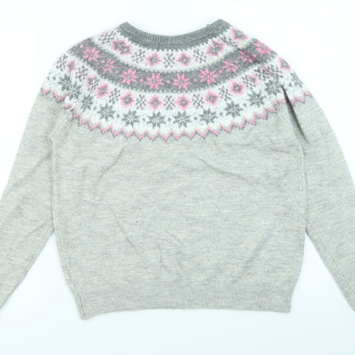 Primark Womens Grey Fair Isle  Pullover Jumper Size M