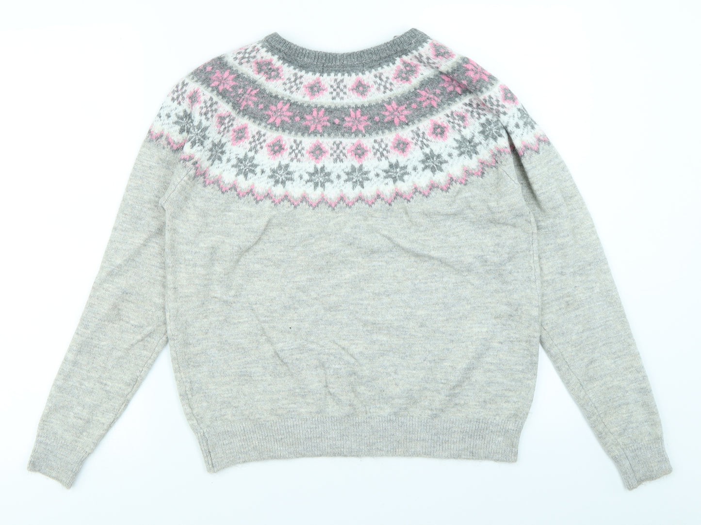 Primark Womens Grey Fair Isle  Pullover Jumper Size M