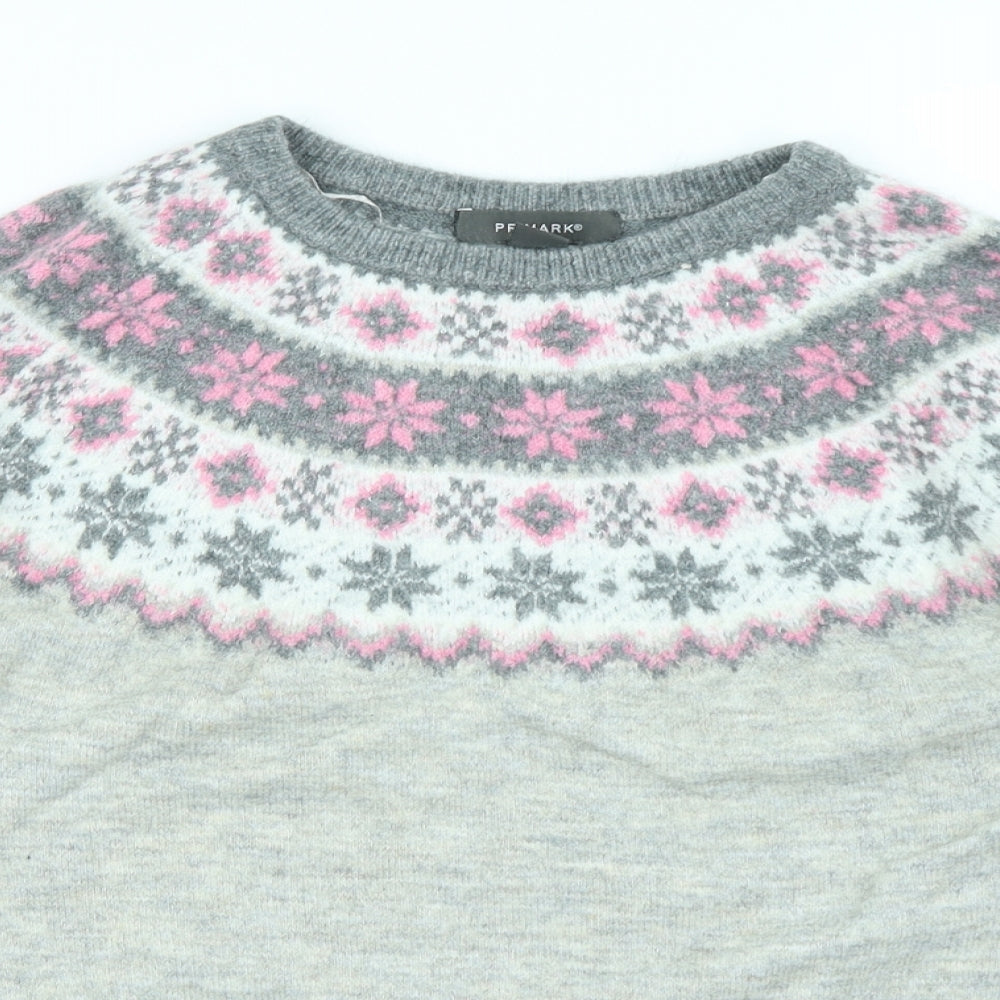 Primark Womens Grey Fair Isle  Pullover Jumper Size M