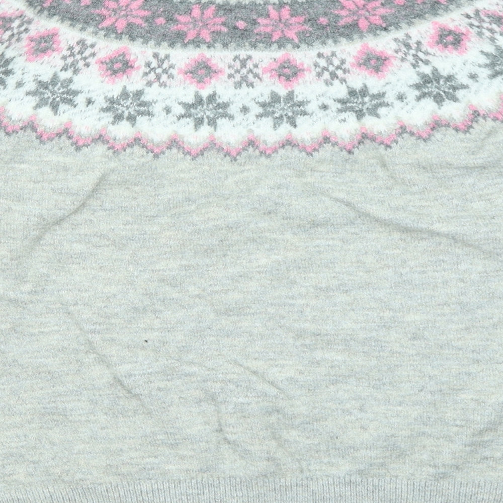 Primark Womens Grey Fair Isle  Pullover Jumper Size M