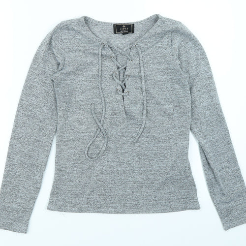 Lipsy Womens Grey  Knit Basic T-Shirt Size S