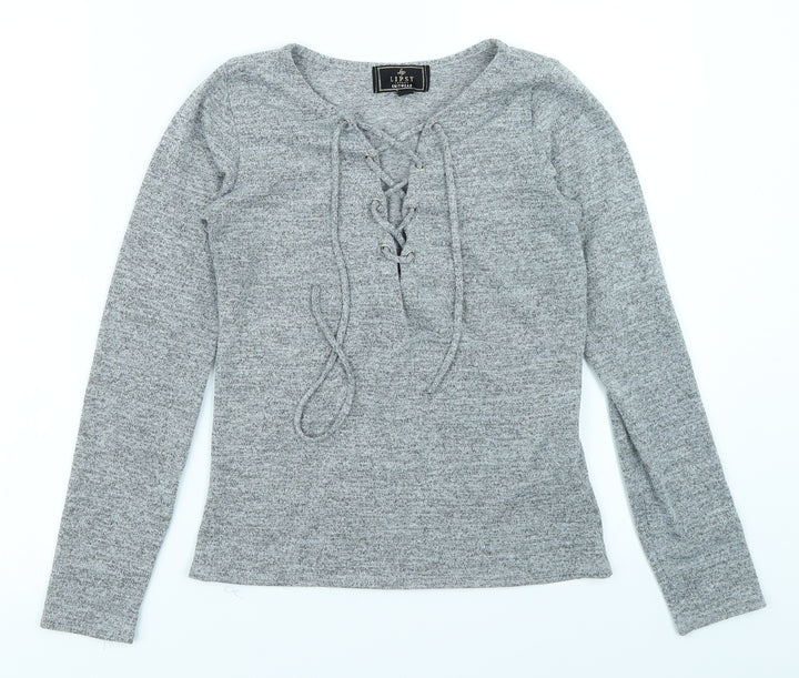 Lipsy Womens Grey Knit Basic T-Shirt Size S