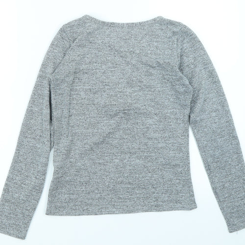 Lipsy Womens Grey  Knit Basic T-Shirt Size S