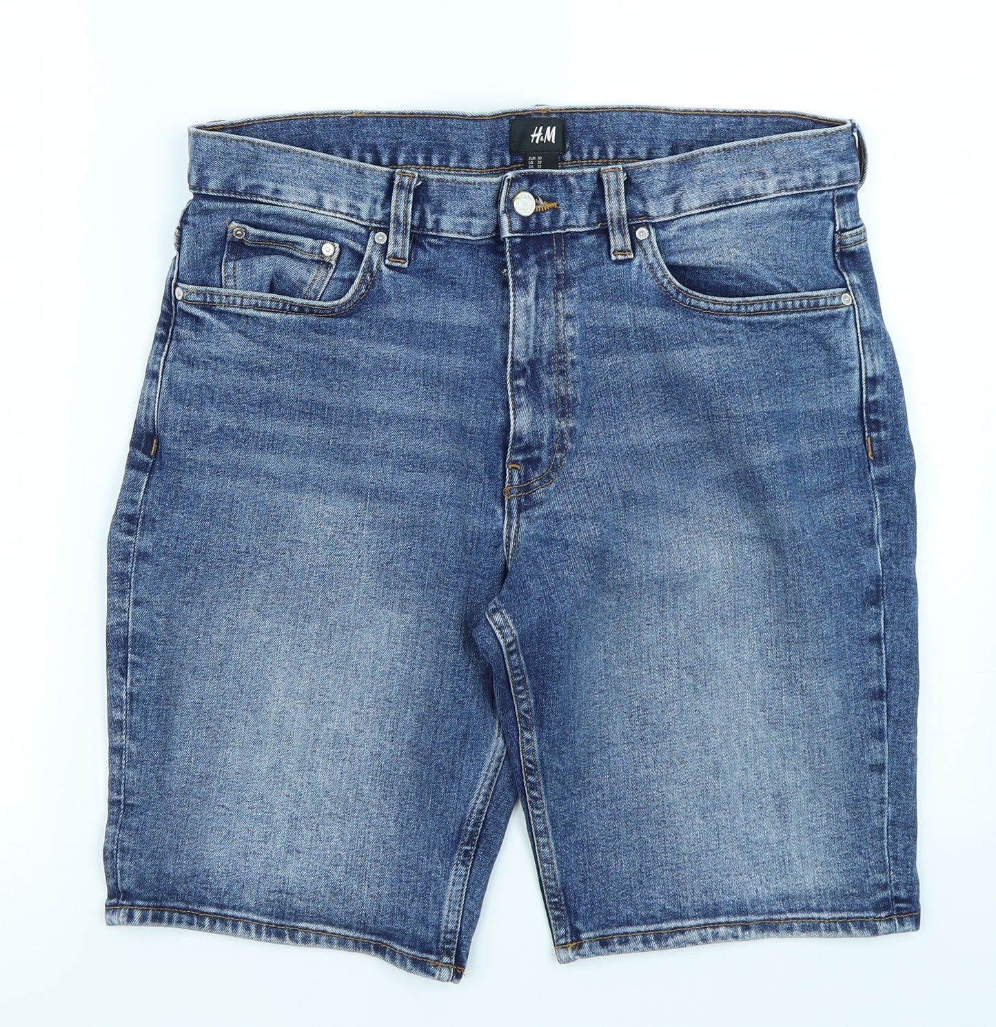 H&M Mens Blue  Denim Cargo Shorts Size 32 in