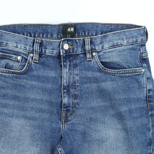 H&M Mens Blue  Denim Cargo Shorts Size 32 in