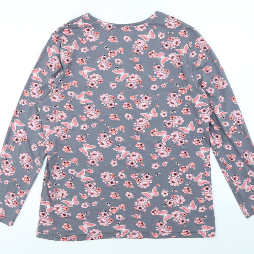 TU Womens Grey Floral  Basic T-Shirt Size 18
