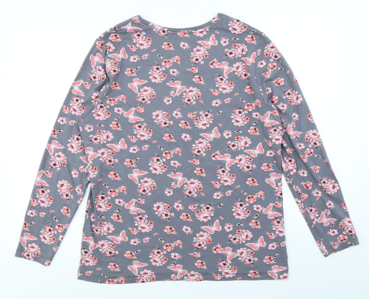 TU Womens Grey Floral  Basic T-Shirt Size 18