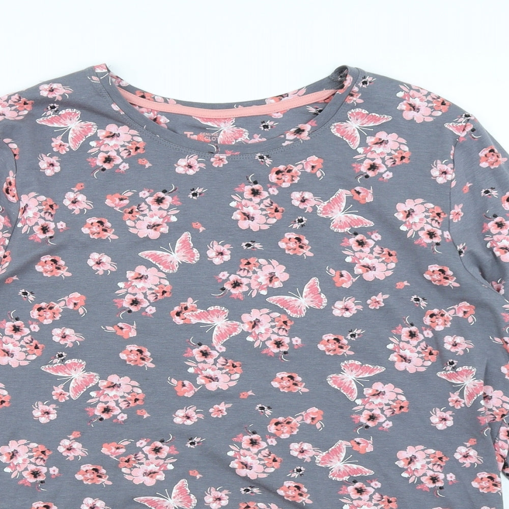 TU Womens Grey Floral  Basic T-Shirt Size 18