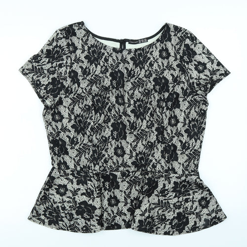 Atmosphere Womens Black Floral  Basic Blouse Size 16