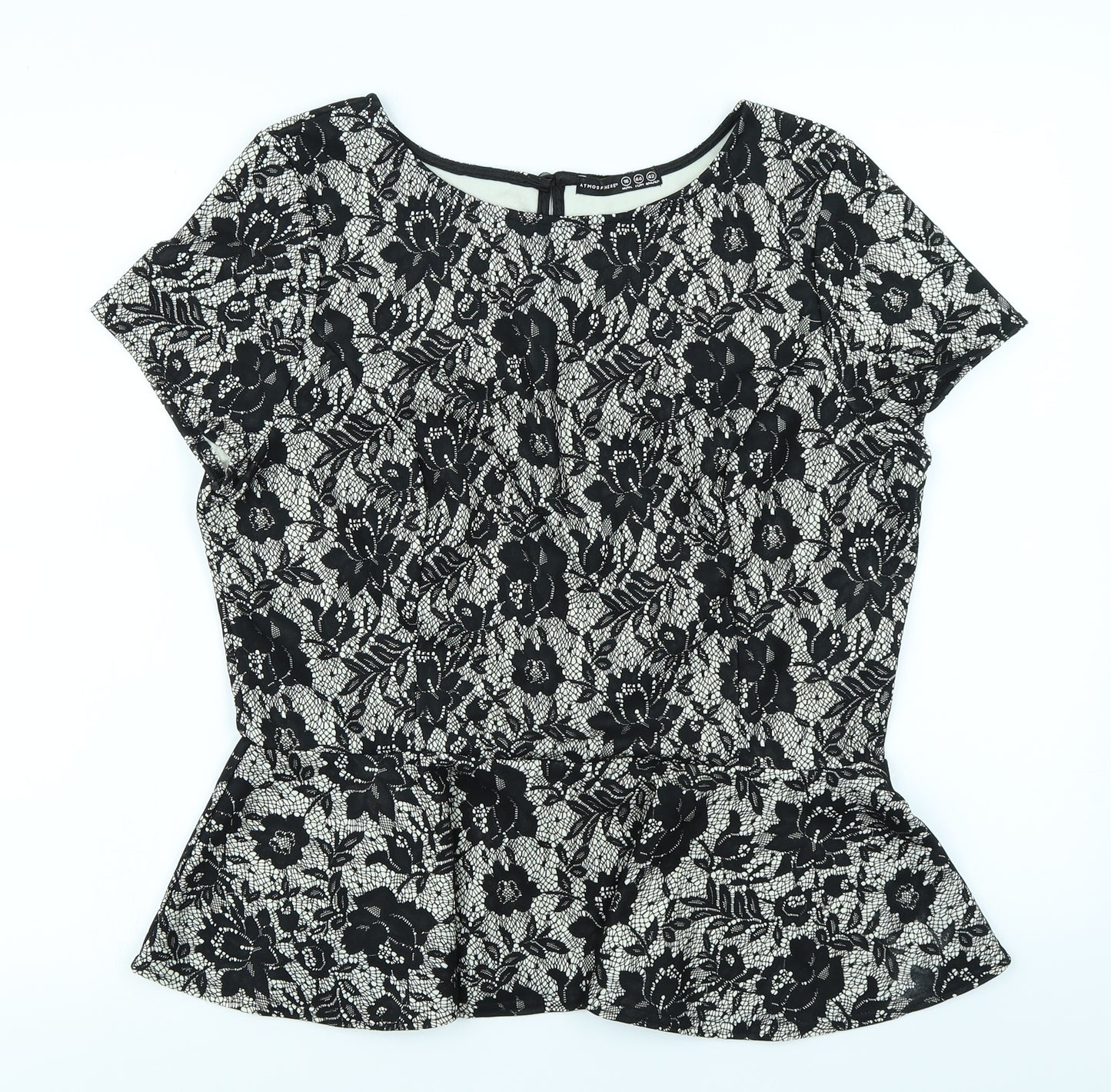 Atmosphere Womens Black Floral  Basic Blouse Size 16