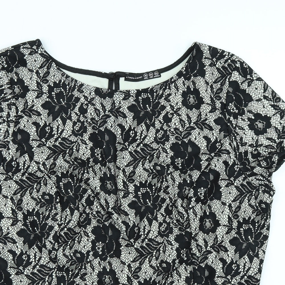 Atmosphere Womens Black Floral  Basic Blouse Size 16