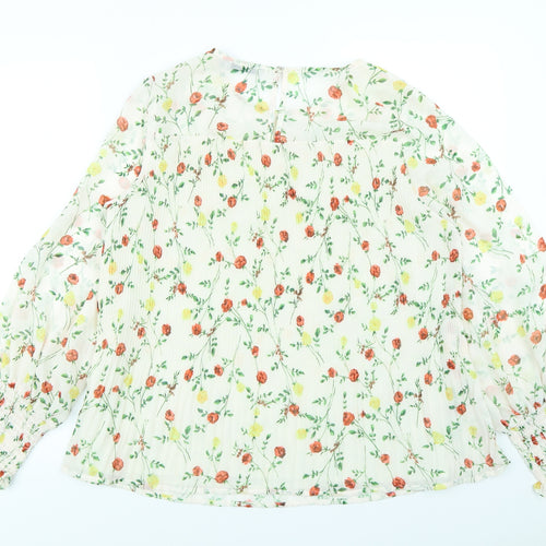 Oasis Womens Ivory Floral  Basic Blouse Size 12