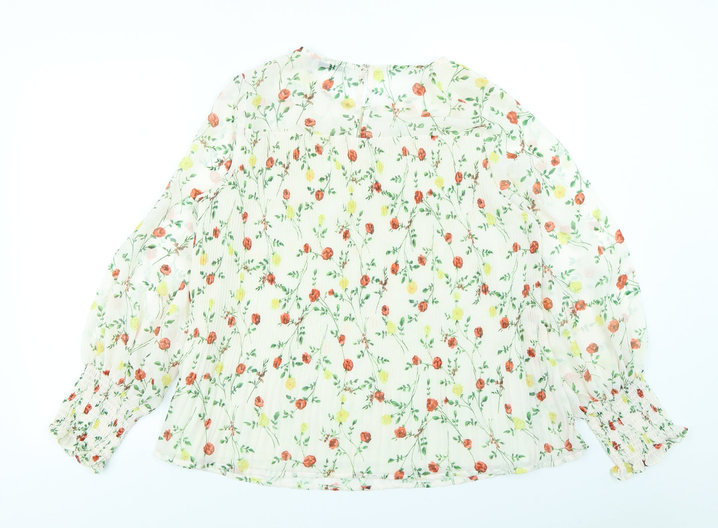 Oasis Womens Ivory Floral  Basic Blouse Size 12