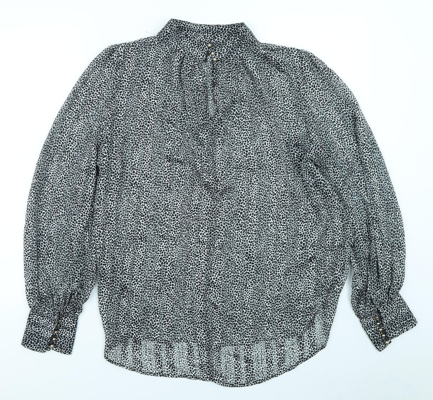 H&M Womens Black Animal Print  Basic Blouse Size M