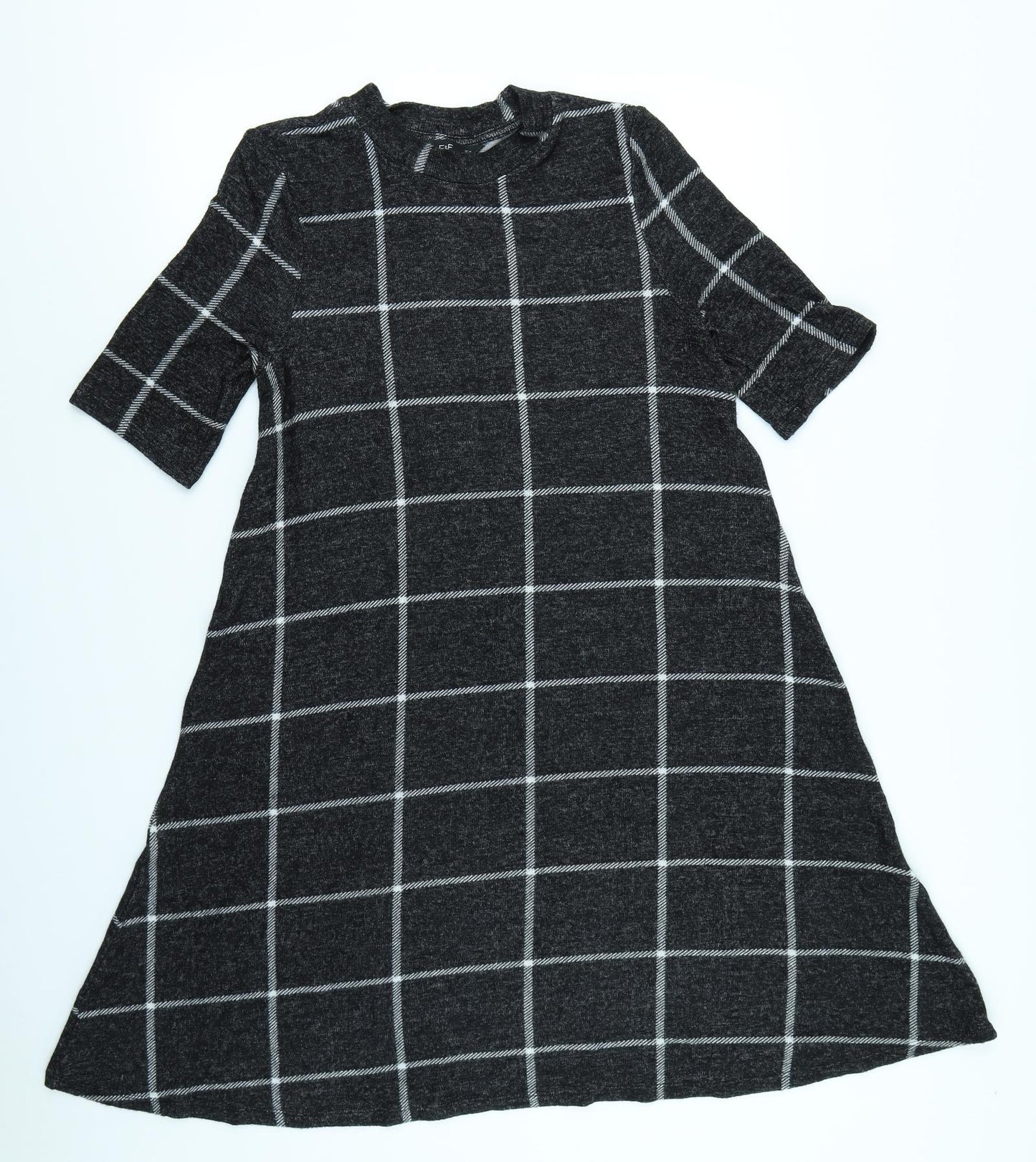 F&F Womens Black Check  Fit & Flare  Size 12