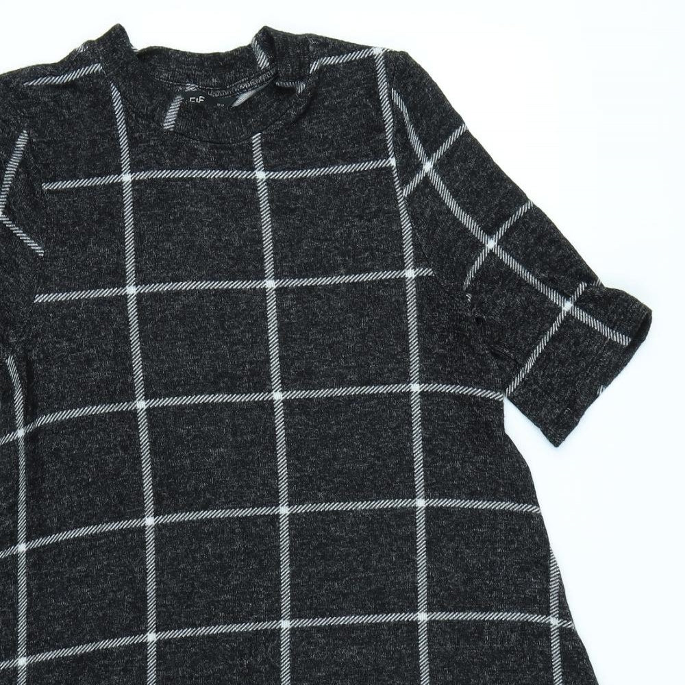 F&F Womens Black Check  Fit & Flare  Size 12