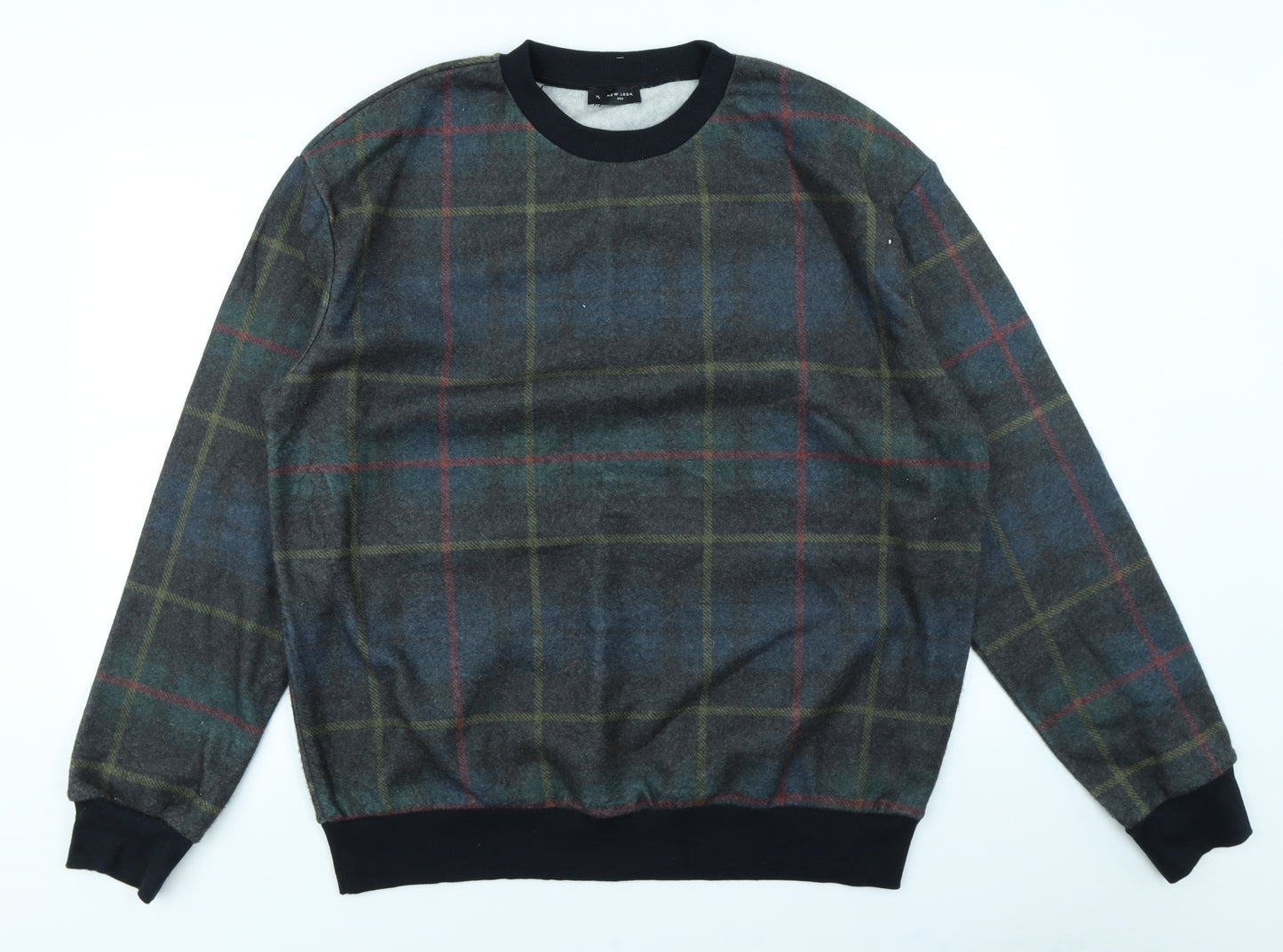 New Look Mens Green Plaid   Sweatshirt Size XL