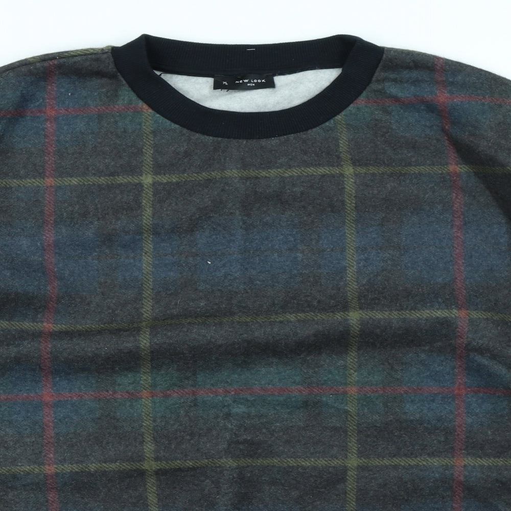 New Look Mens Green Plaid   Sweatshirt Size XL