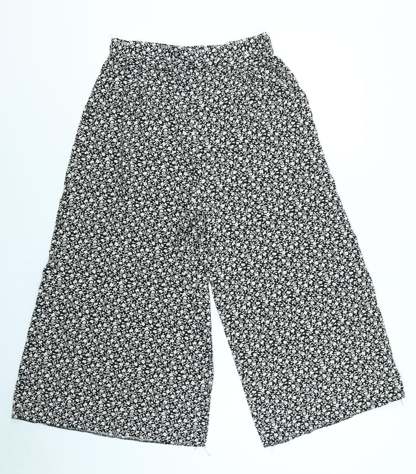 New Look Womens Black Floral  Culotte Shorts Size 10