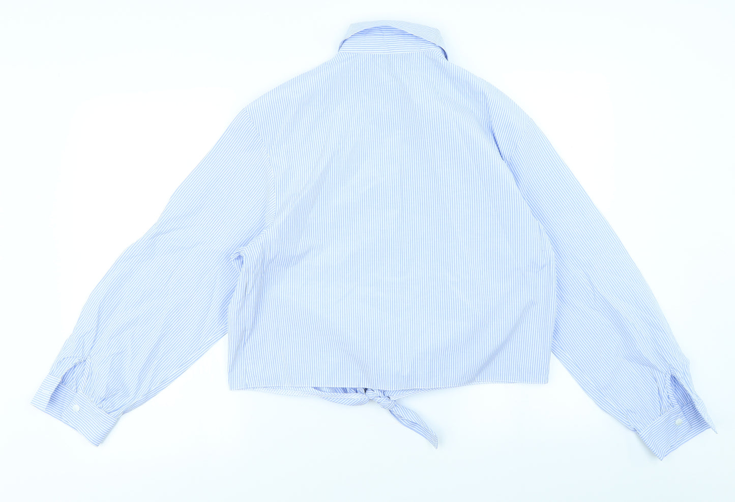 New Look Womens Blue Striped  Cropped Button-Up Size 14