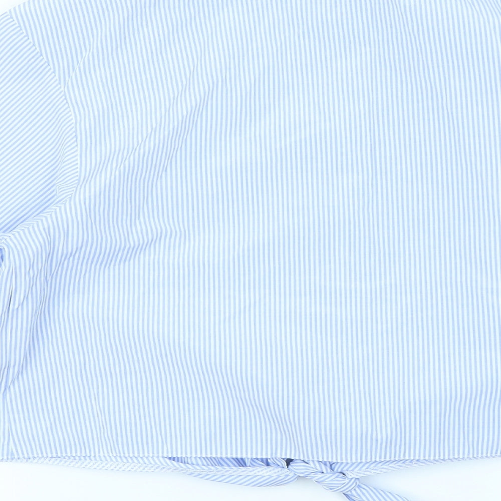 New Look Womens Blue Striped  Cropped Button-Up Size 14