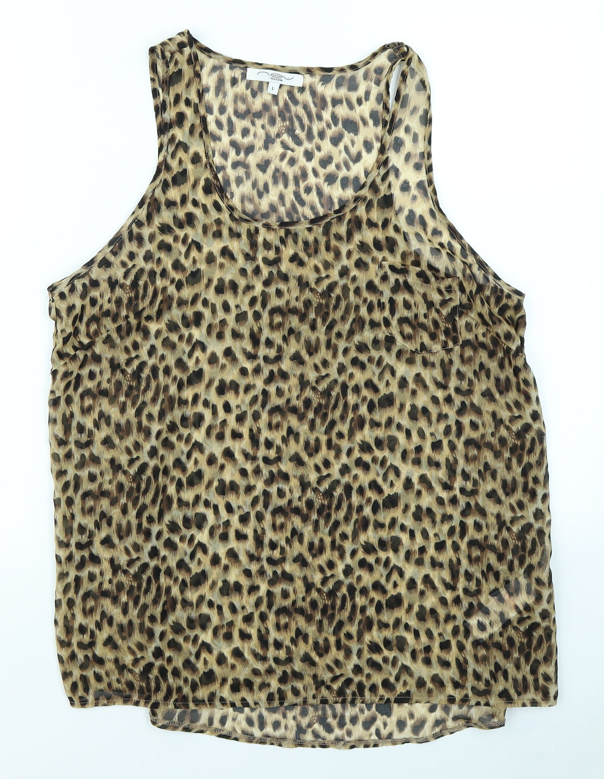 New ook Womens Brown Animal Print  Basic Tank Size L