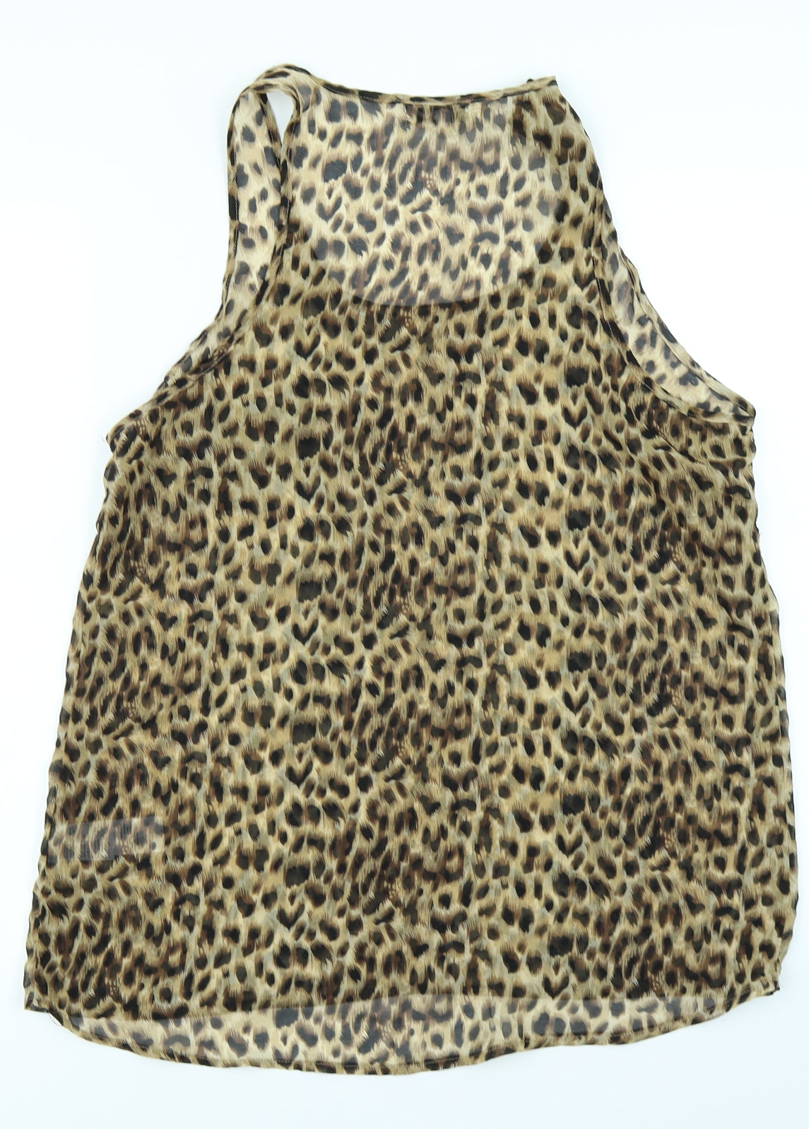 New ook Womens Brown Animal Print  Basic Tank Size L