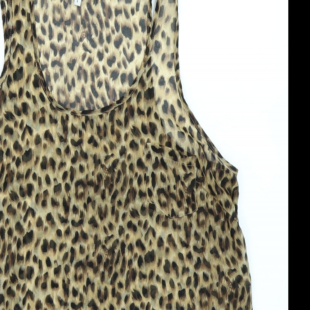 New ook Womens Brown Animal Print  Basic Tank Size L