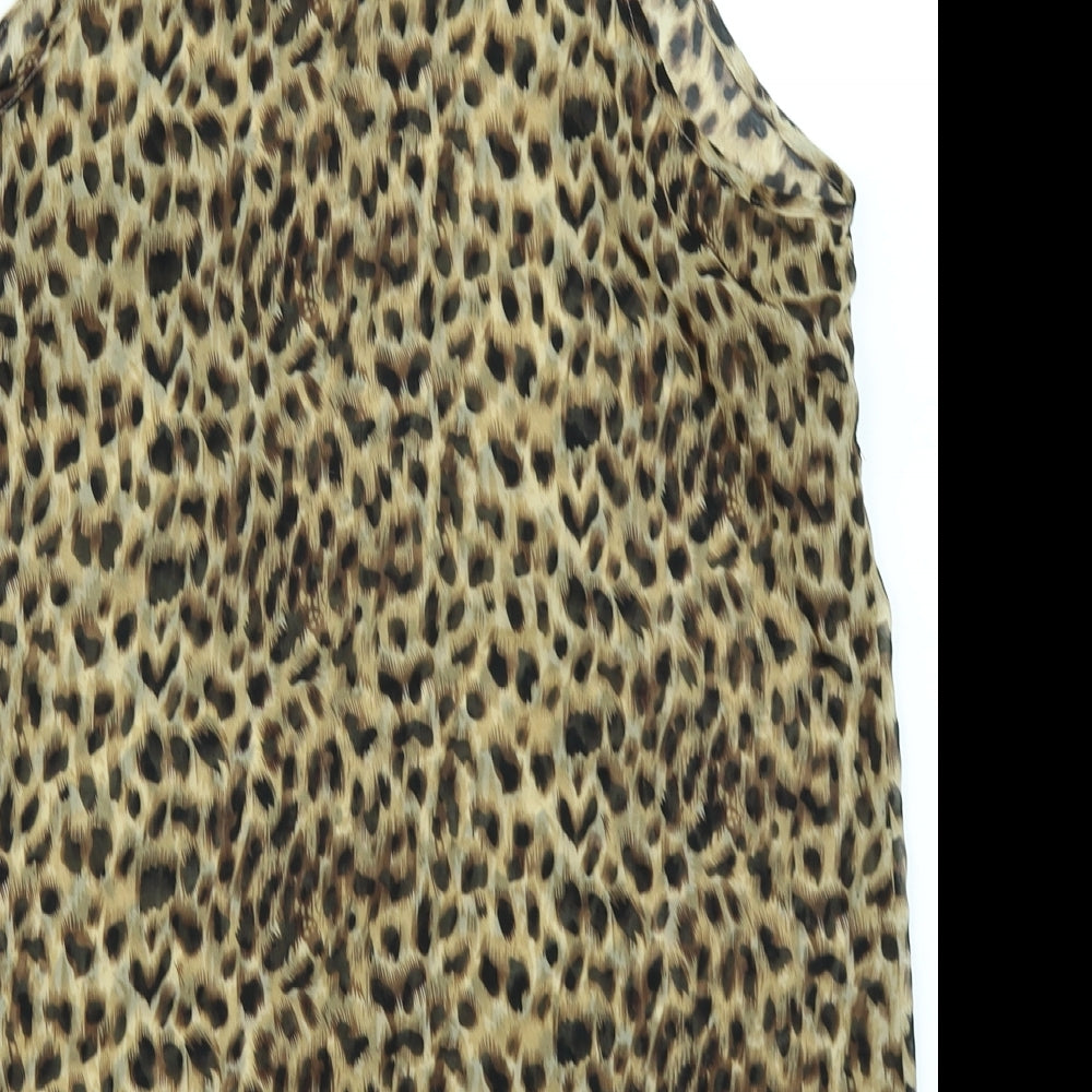 New ook Womens Brown Animal Print  Basic Tank Size L