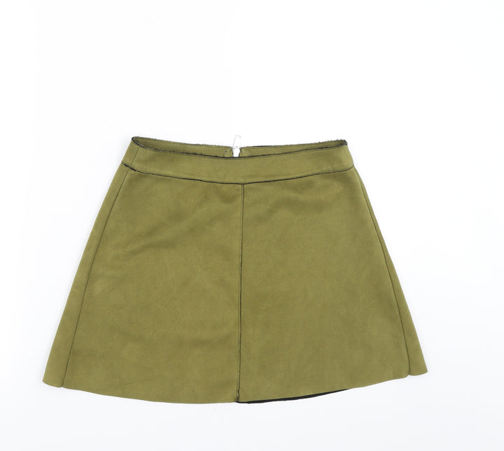 Only Womens Green A-Line Skirt Size 6 - faux suede