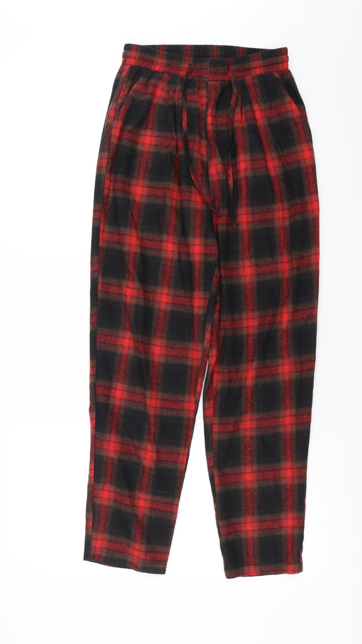 PRETTYLITTLETHING Womens Black Check  Jogger Trousers Size 8 L25 in