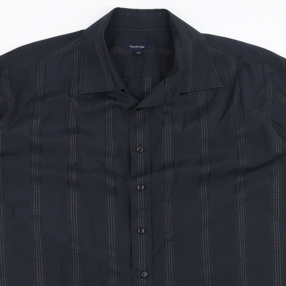 Taylor & Wright Mens Blue Striped   Button-Up Size 2XL