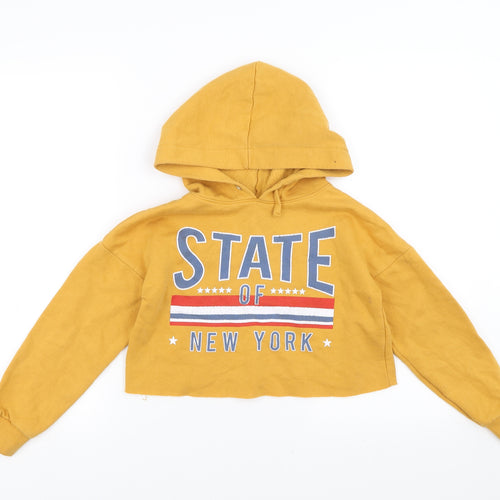 New Look Girls Yellow   Pullover Hoodie Size 9 Years  - cropped state of new york
