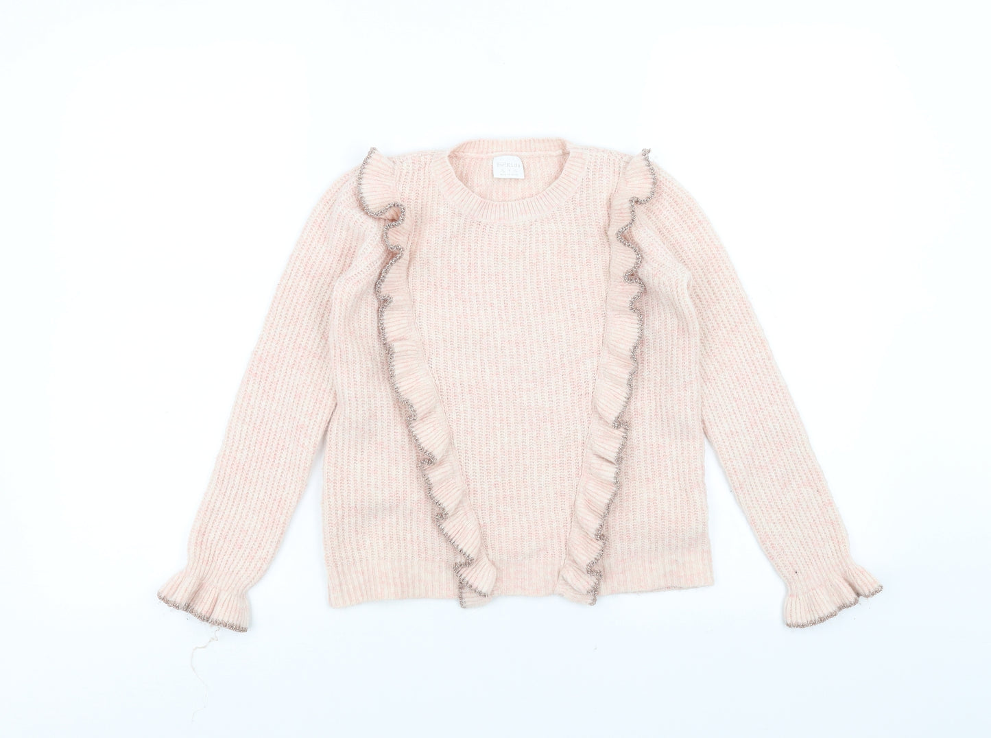 F&F Girls Pink   Pullover Jumper Size 7-8 Years  - Ruffle detail