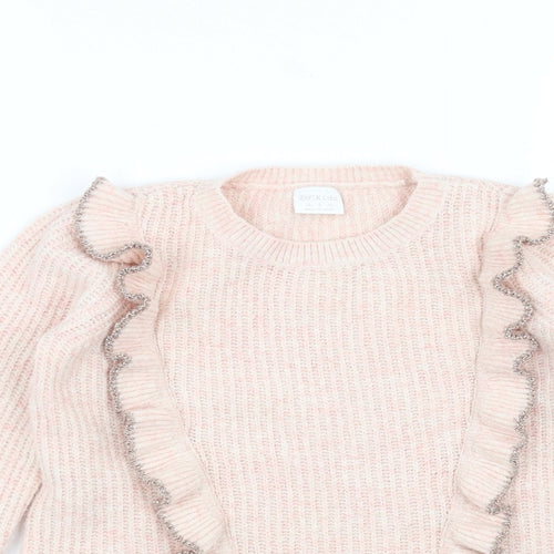 F&F Girls Pink   Pullover Jumper Size 7-8 Years  - Ruffle detail