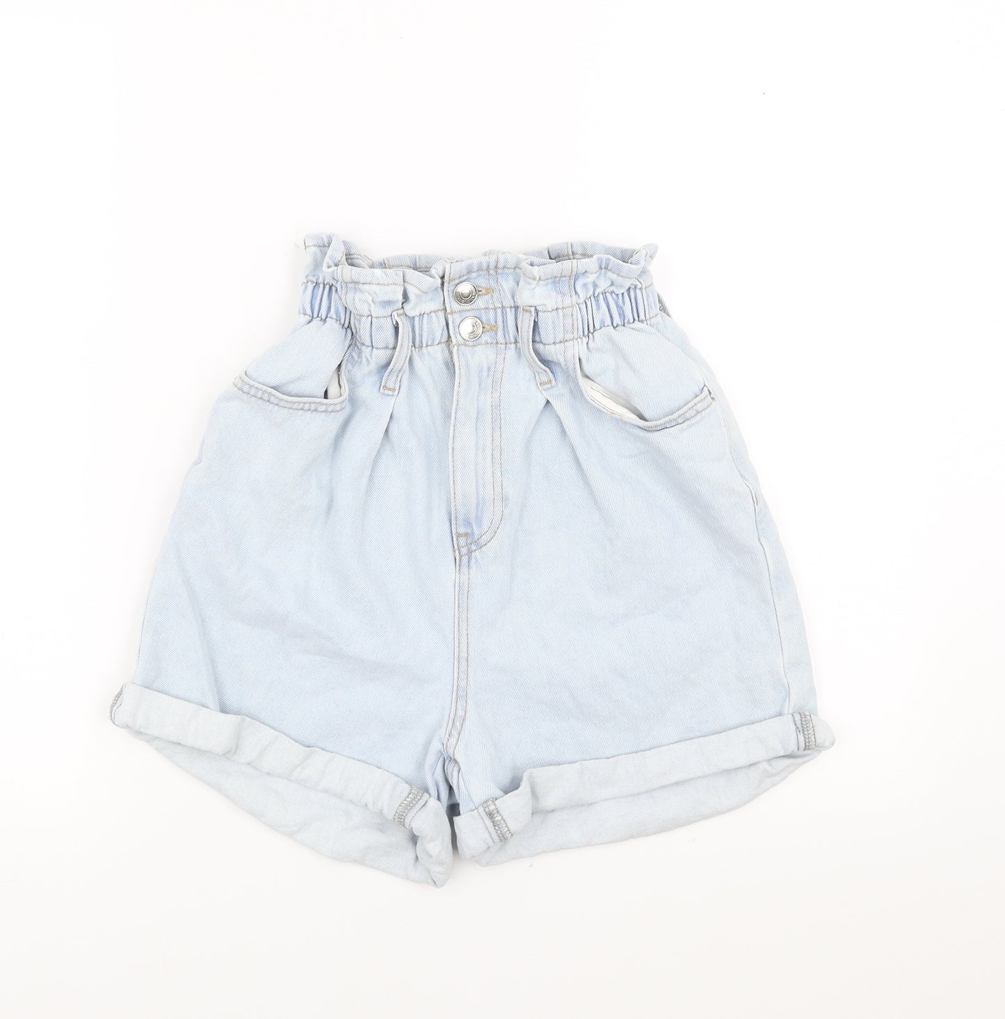New Look Womens Blue  Denim Paperbag Shorts Size 6
