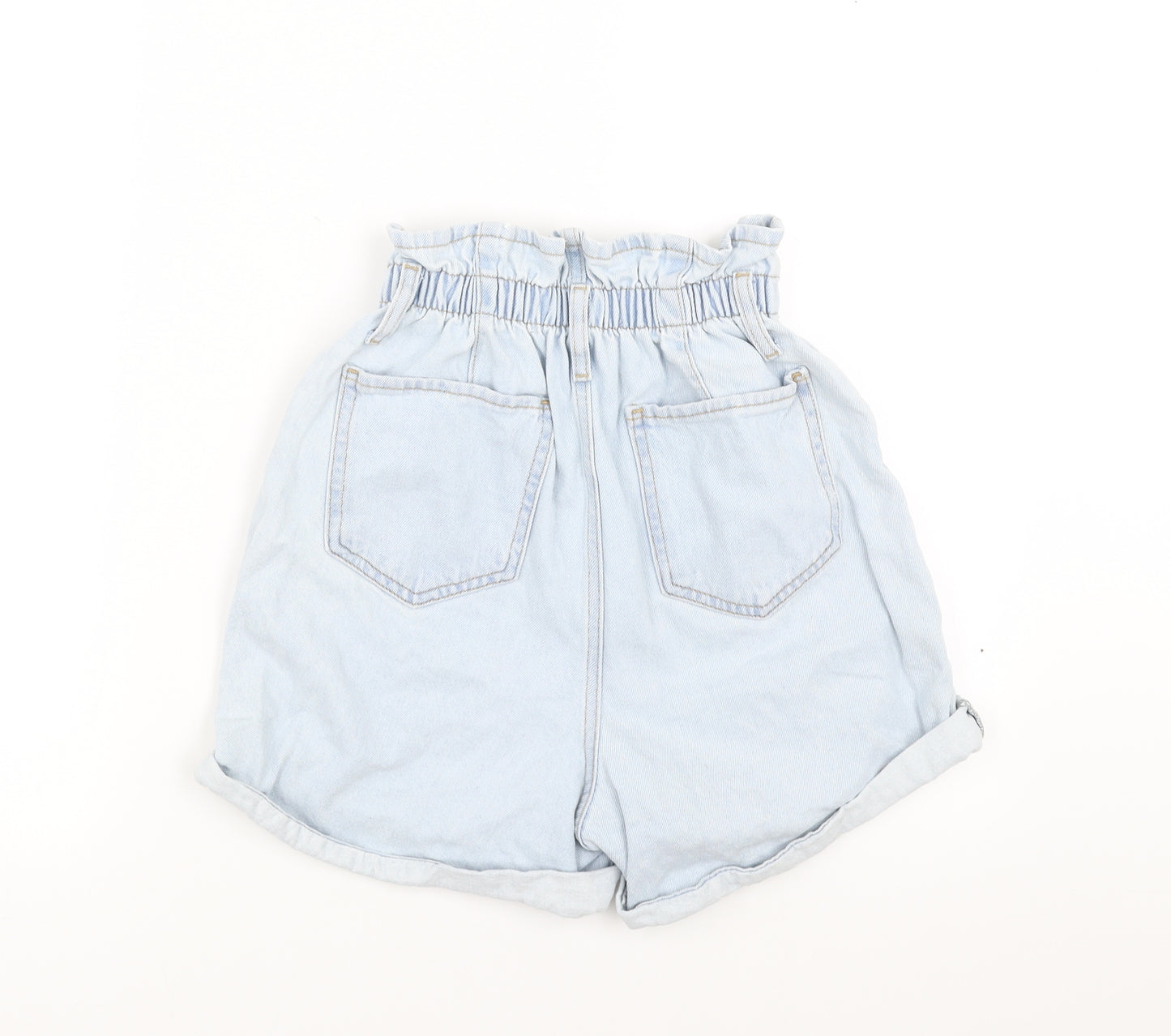 New Look Womens Blue  Denim Paperbag Shorts Size 6